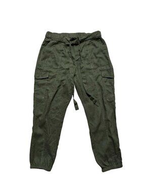NY & Company Linen Blend Cargo Jogger Pants Olive Green Size Large